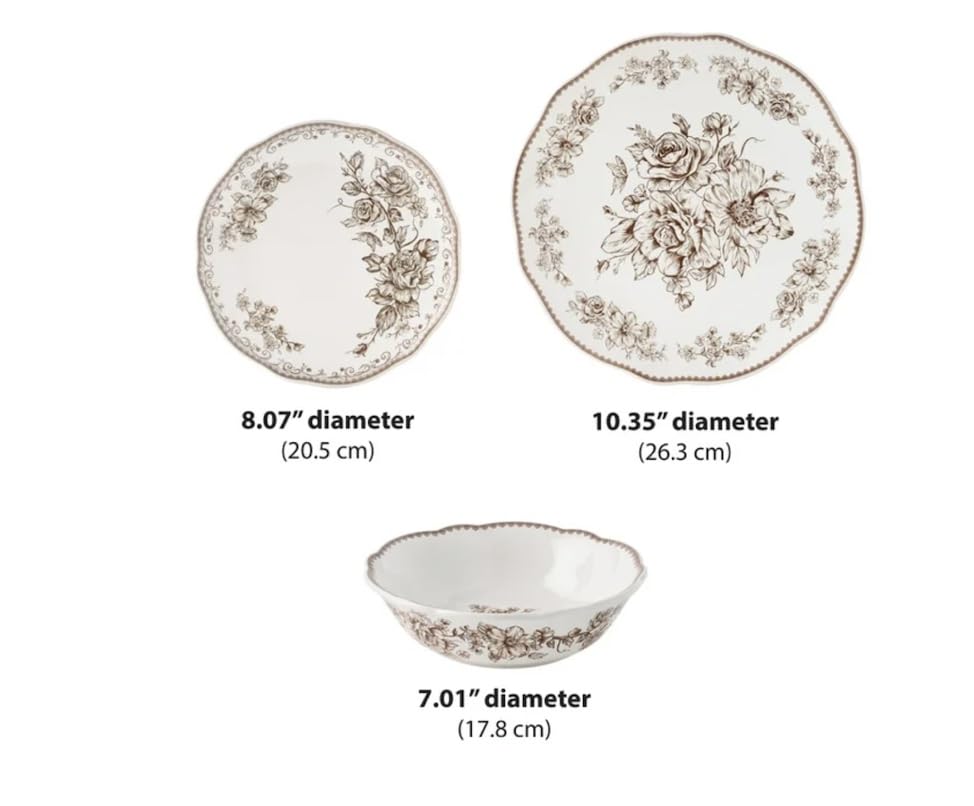 Brown 12-Piece Stoneware Dinnerware Set C179