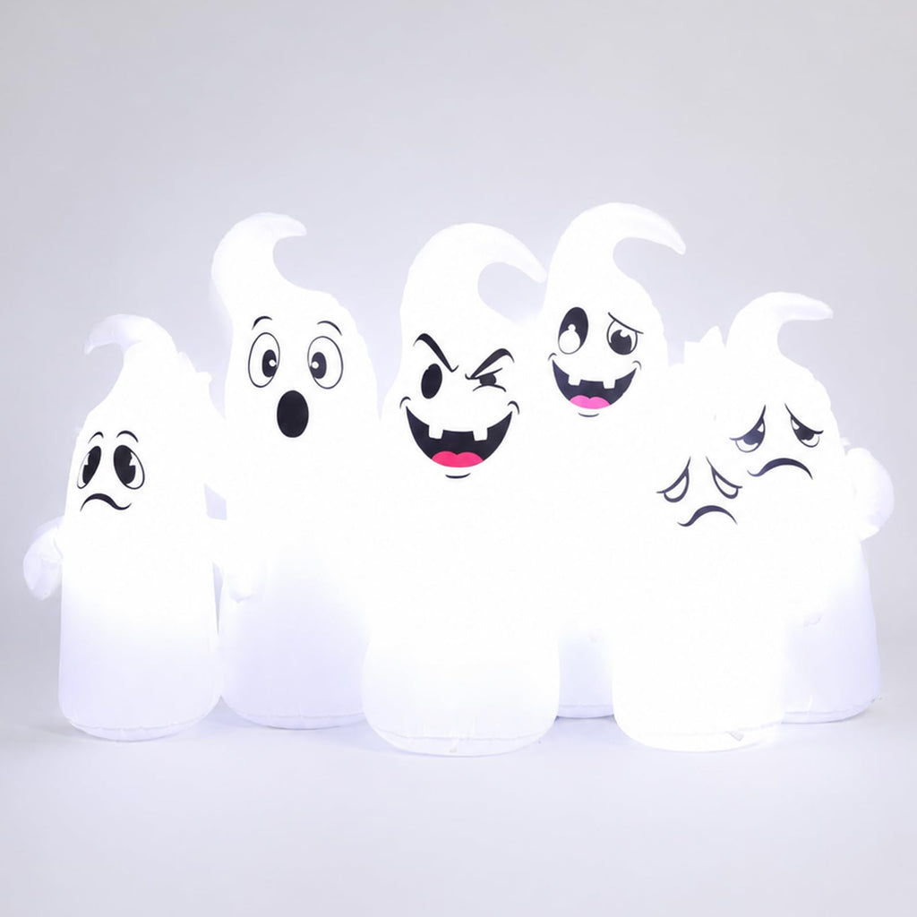 8FT Long Halloween Inflatable 6 Cute Ghosts LED Yard Decoration L30486
