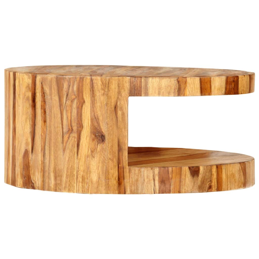 25.6"x11.8" Solid Sheesham Wood Round Coffee Table A9517