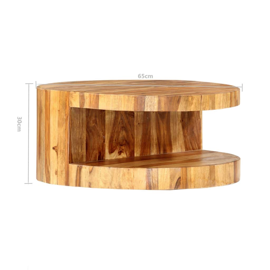 25.6"x11.8" Solid Sheesham Wood Round Coffee Table A9517