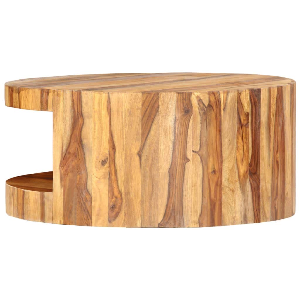 25.6"x11.8" Solid Sheesham Wood Round Coffee Table A9517