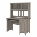 Small Computer Desk with Hutch, Driftwood Gray M358068