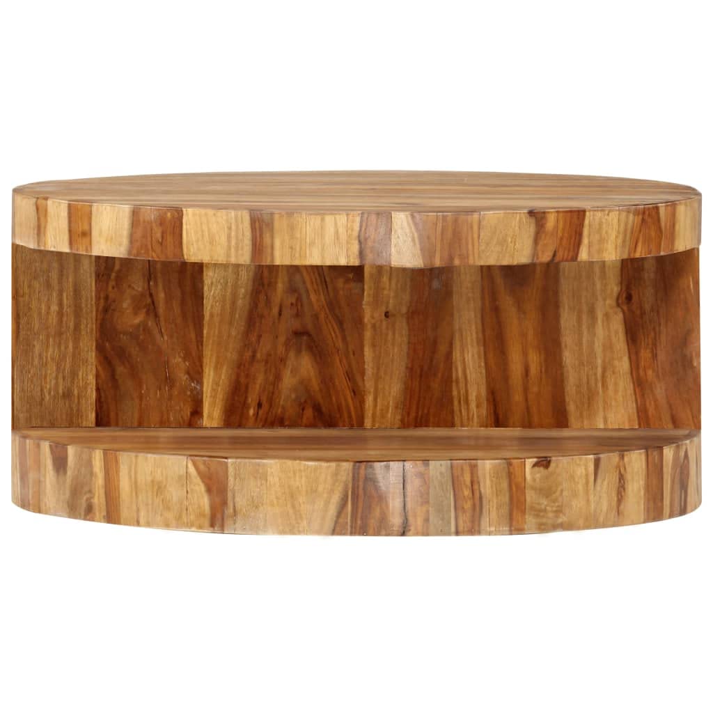25.6"x11.8" Solid Sheesham Wood Round Coffee Table A9517