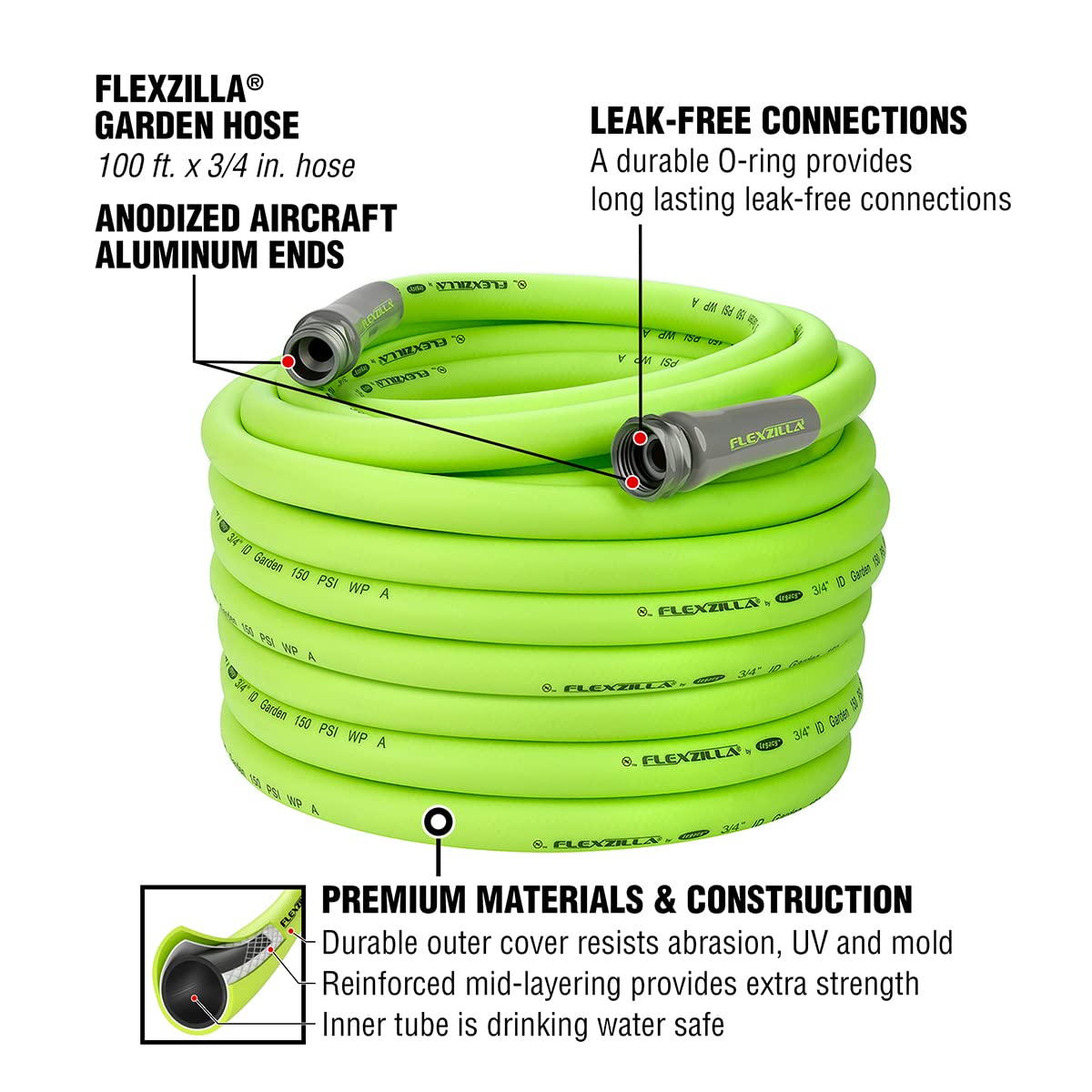 Garden Hose 3/4 in. x 100 ft. Lightweight All-Weather Water Hose S473