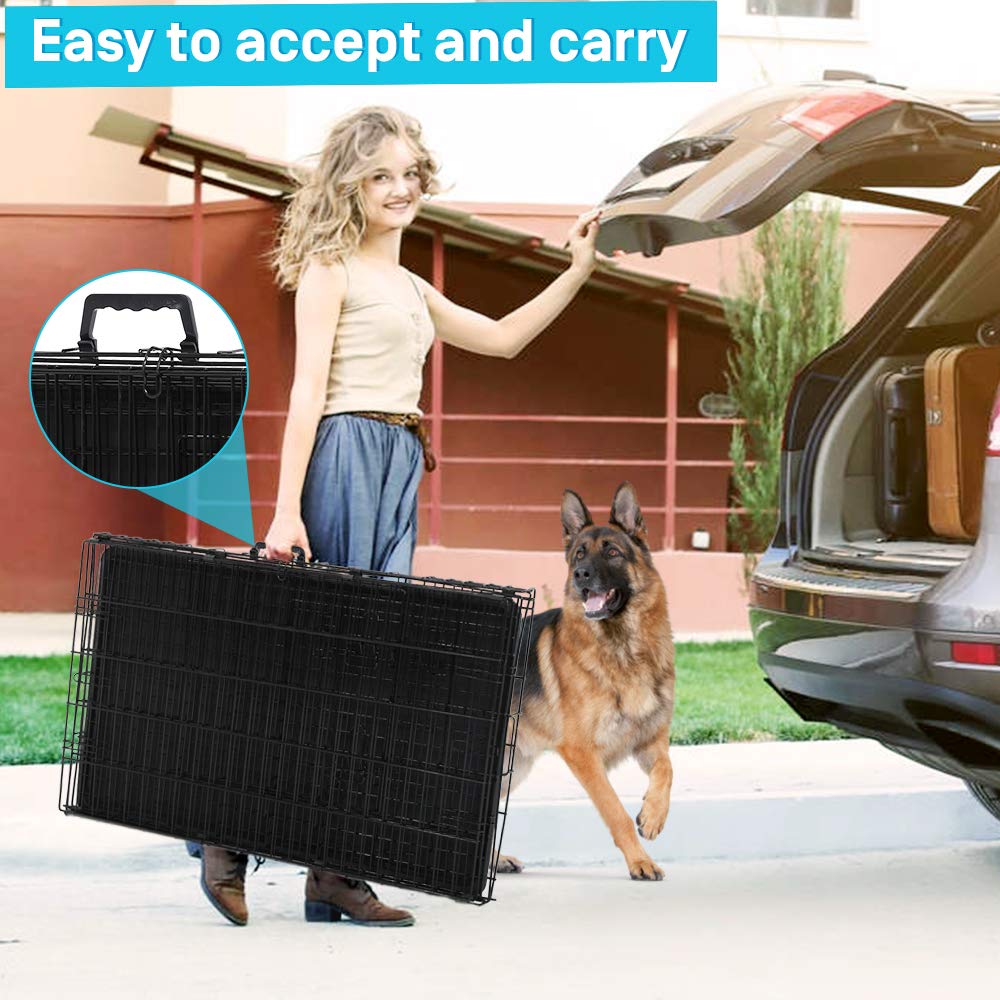 48" Heavy Duty Folding Wire Metal Dog Crate with Divider P704762