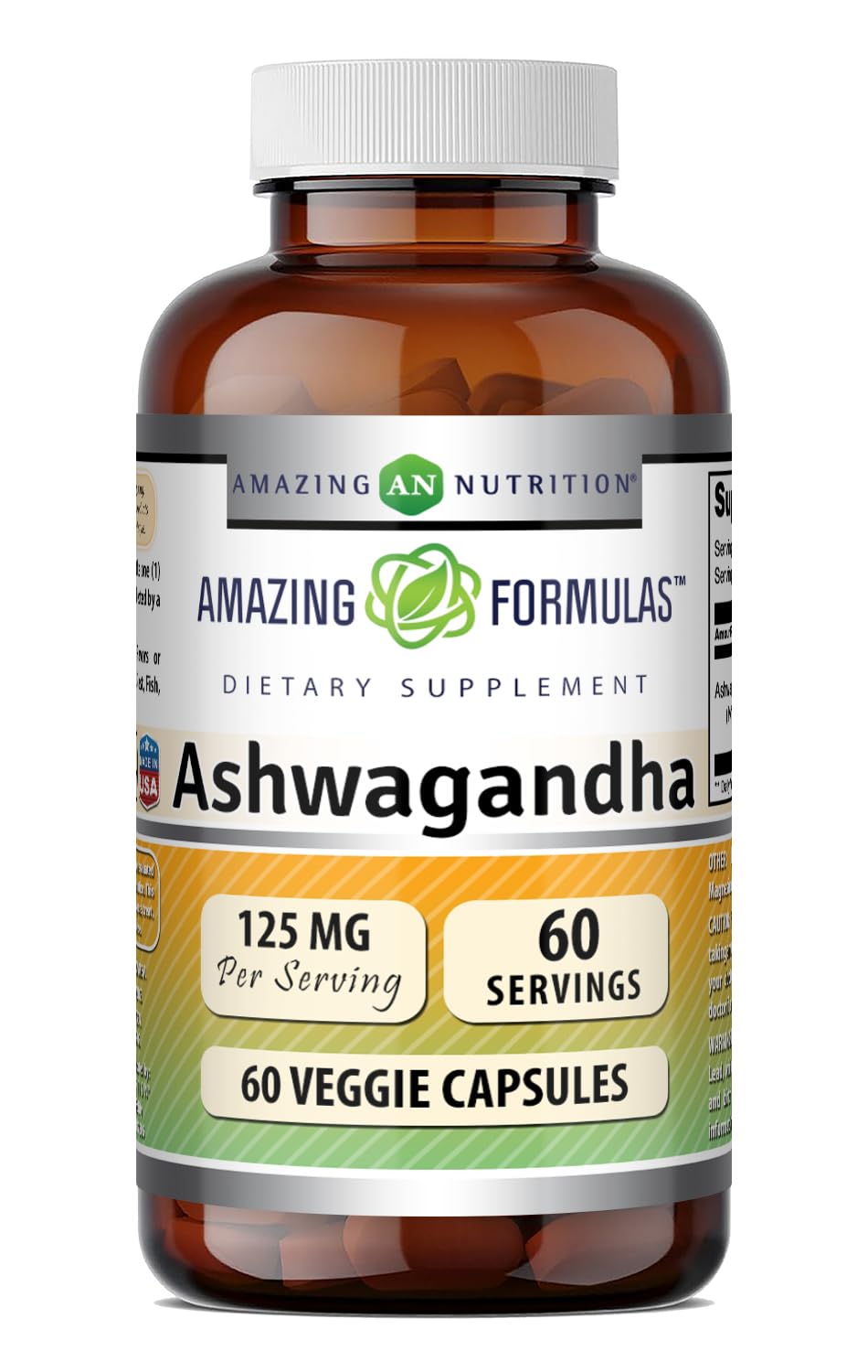 Ashwagandha Extract Supplement 125 Mg Veggie Capsules F802764