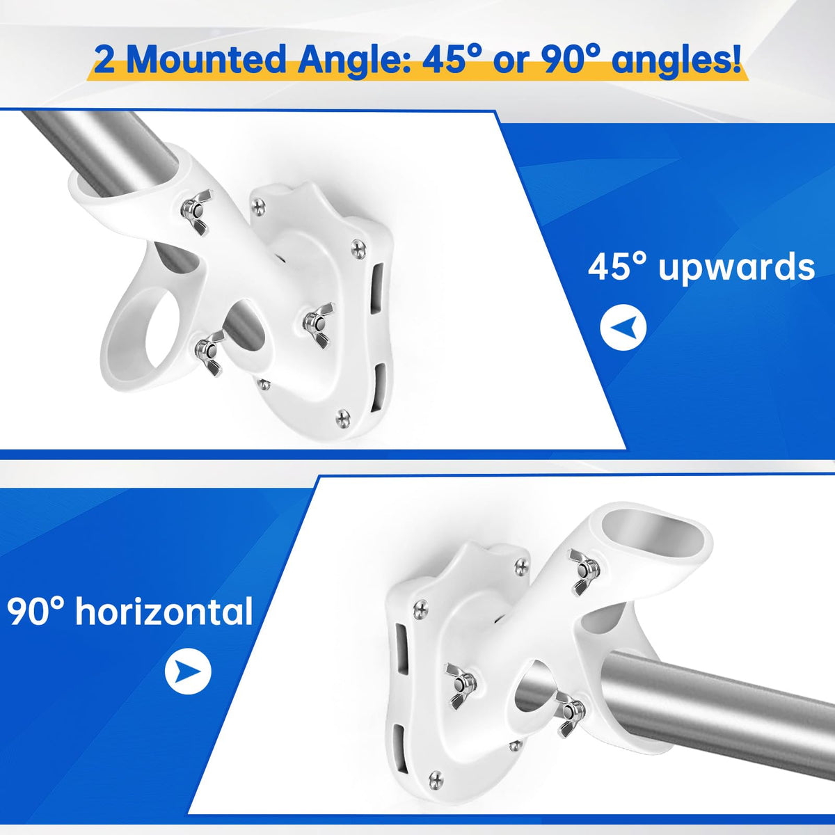 Flag Pole Holder Heavy-Duty Aluminum 1" Inner Diameter 2 Positions White 2 Pack Q801