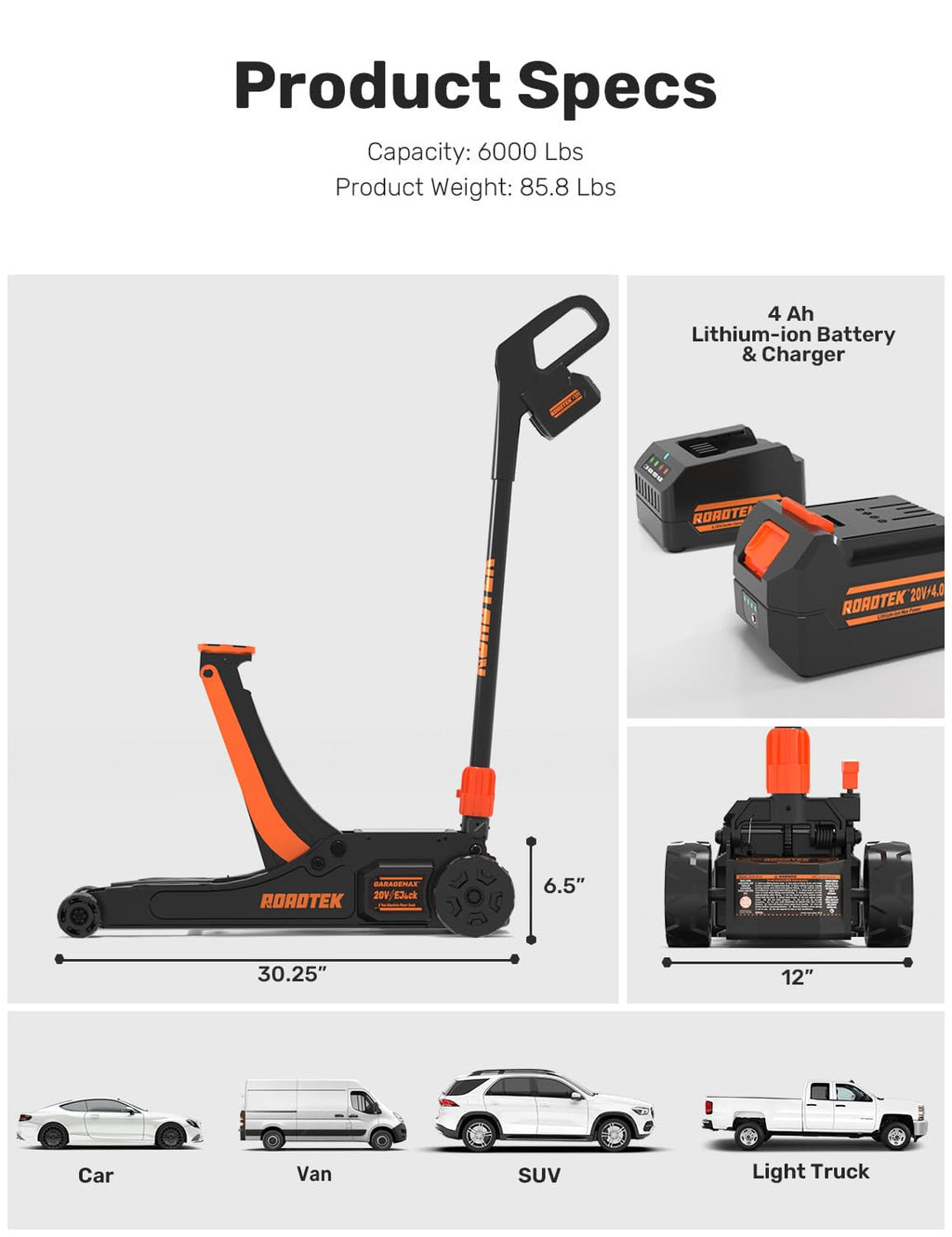 3 Ton Low Profile Steel Electric Floor Jack J761