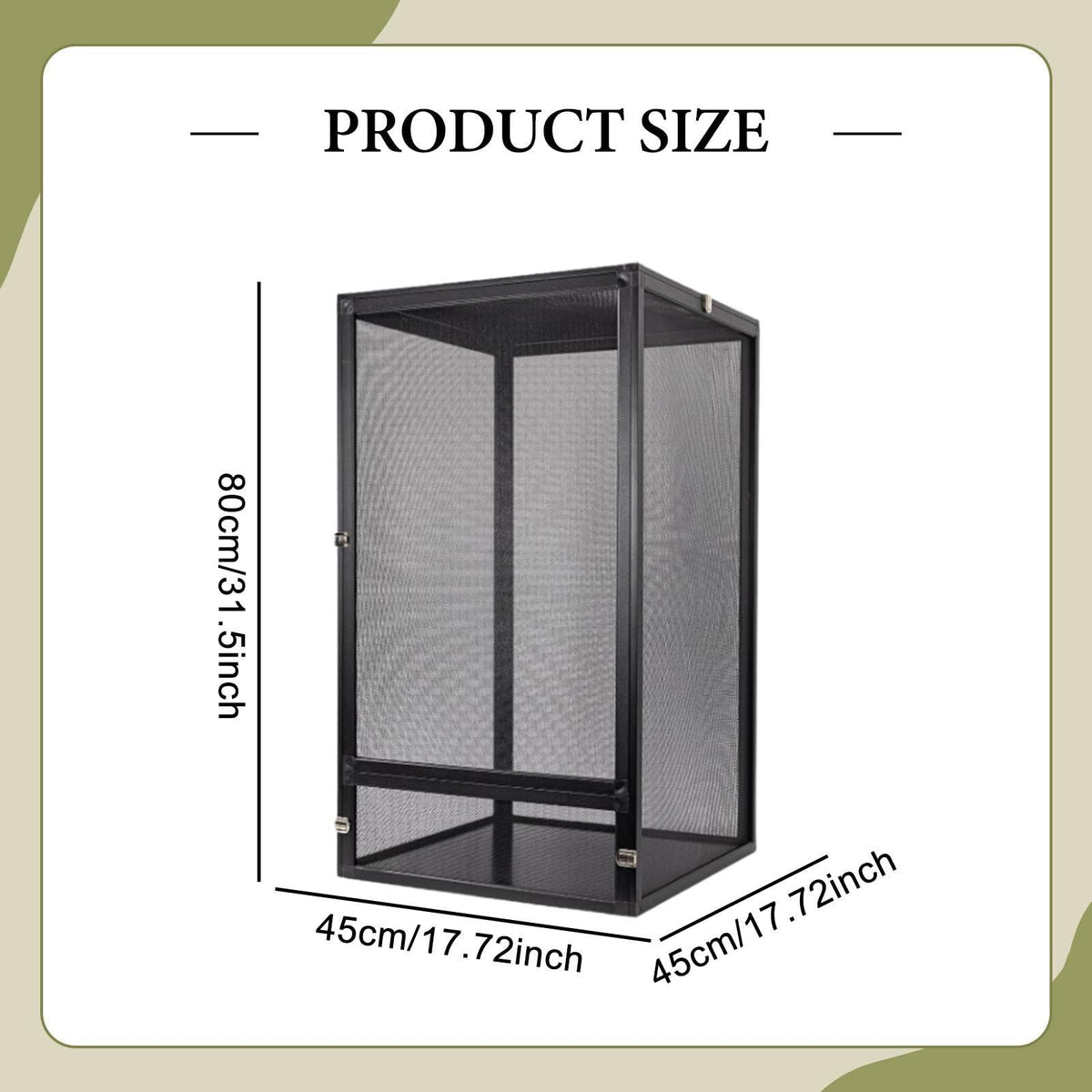 Aluminum Reptile Terrarium with Screen 45x45x80cm G8841