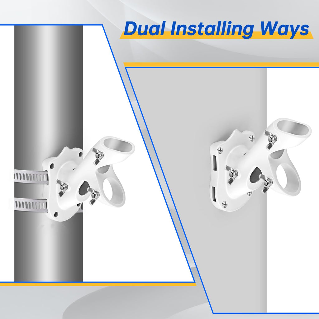 Flag Pole Holder Heavy-Duty Aluminum 1" Inner Diameter 2 Positions White 2 Pack Q801