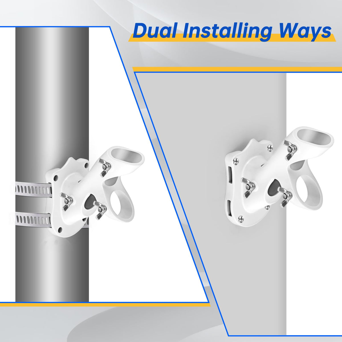 Flag Pole Holder Heavy-Duty Aluminum 1" Inner Diameter 2 Positions White 2 Pack Q801