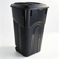 32 Gallon Black Plastic Wheeled Trash Can with Lid T472919