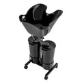 Portable Mobile Shampoo Bowl with Electric Pump, 2 Bucket, Drain Hoses, Height-Adjustable M106