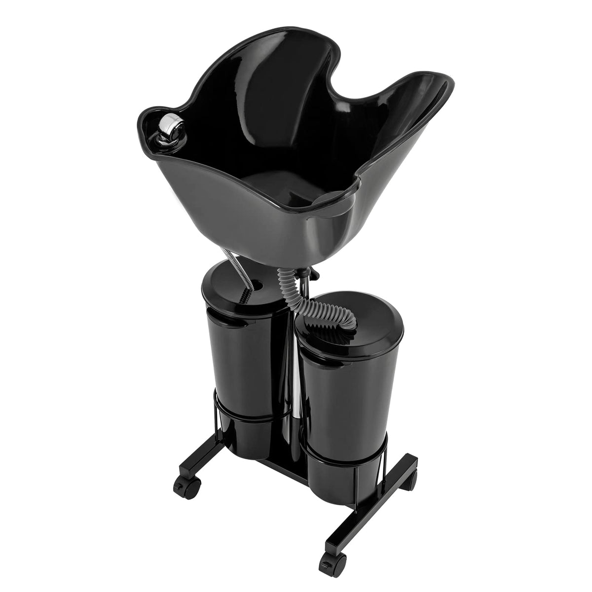 Portable Mobile Shampoo Bowl with Electric Pump, 2 Bucket, Drain Hoses, Height-Adjustable M106