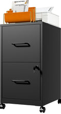 Black 2 Drawer Metal File Cabinet with Wheels and Lock F75863