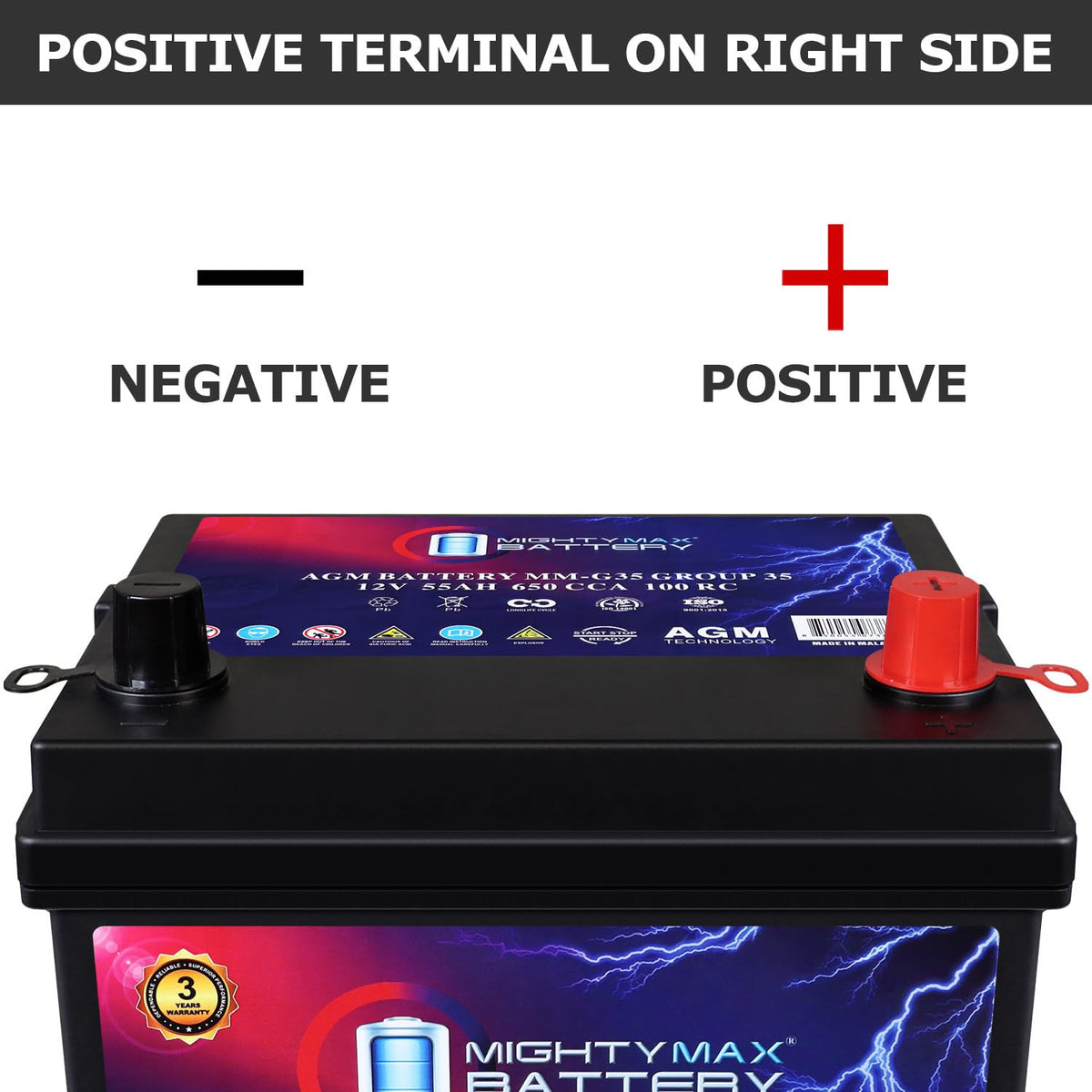 12V 55Ah AGM Replacement Battery B9713