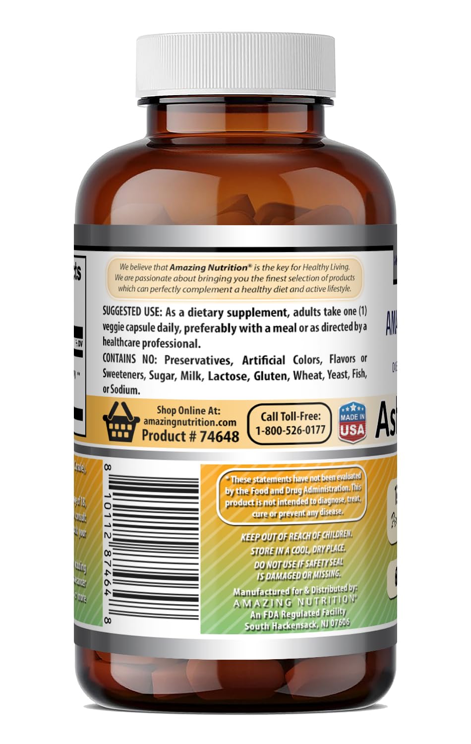 Ashwagandha Extract Supplement 125 Mg Veggie Capsules F802764