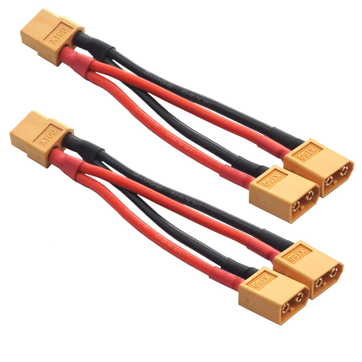 14AWG XT60 Parallel Battery Connector 2-Male to 1-Female Cable Y Splitter F6999