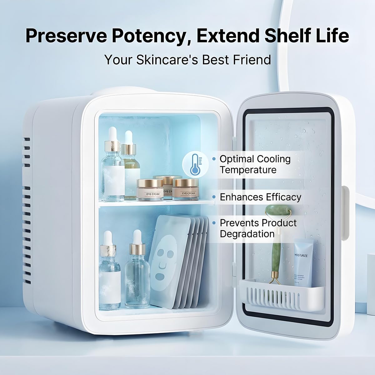 4L Mini Skincare Refrigerator with Dimmable LED Mirror Z938302