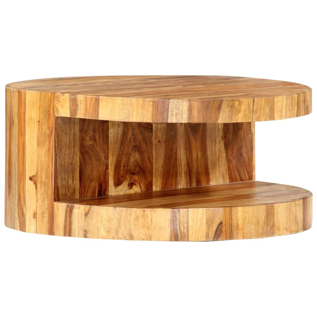 25.6"x11.8" Solid Sheesham Wood Round Coffee Table A9517
