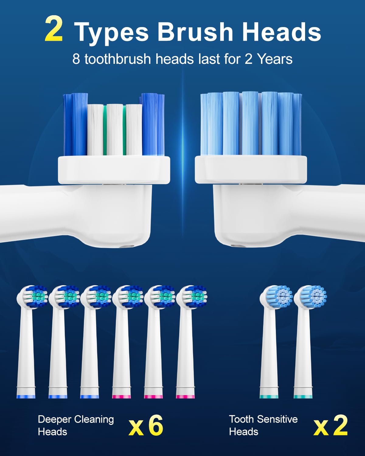 Black Rechargeable Electric Toothbrush with 8 Brush Heads X2857