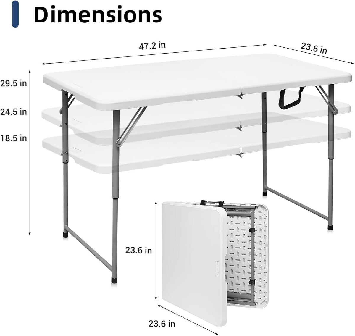 4 Foot Portable Heavy Duty Plastic Folding Table K6865