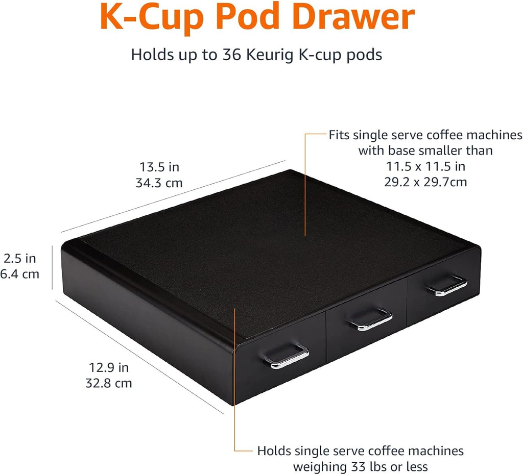 Black 36 Pod Capacity 3 Drawer Coffee Pod Storage Drawer V4766