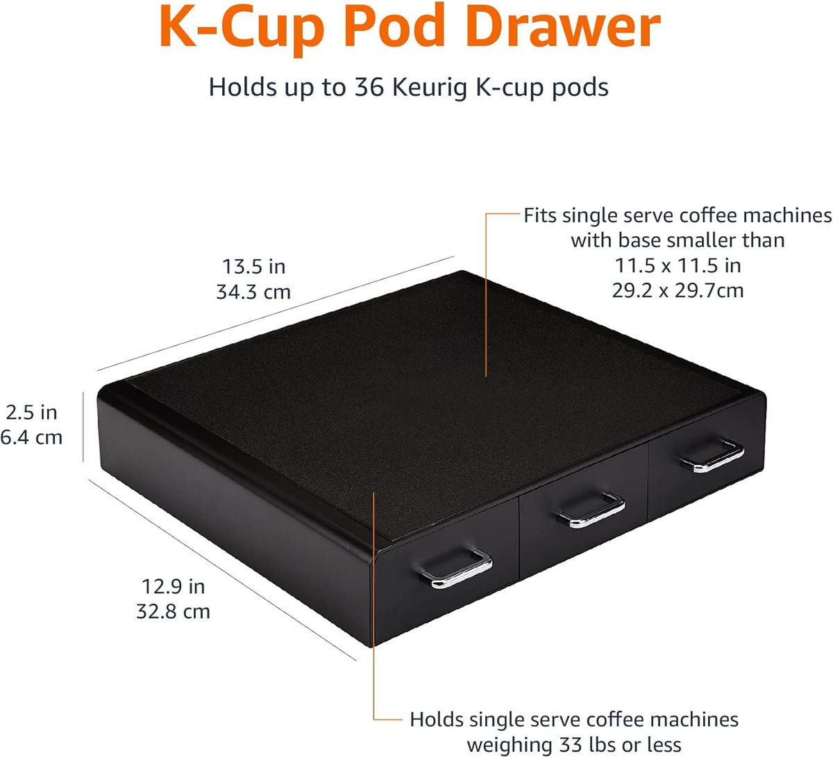 Black 36 Pod Capacity 3 Drawer Coffee Pod Storage Drawer V4766