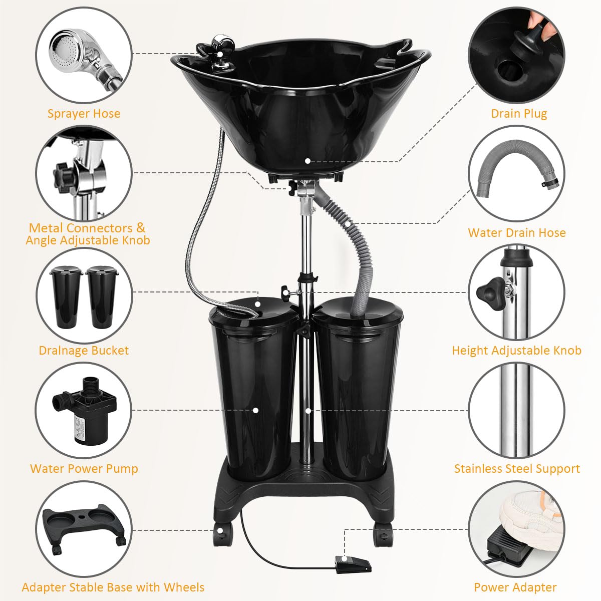 Portable Shampoo Bowl with Electric Pump X21099