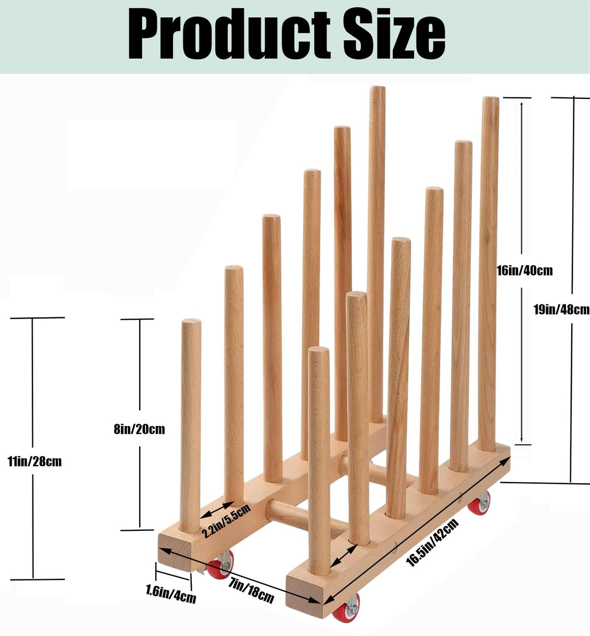 Artwork Storage Rack with Brake Caster Wheels 12in X535328