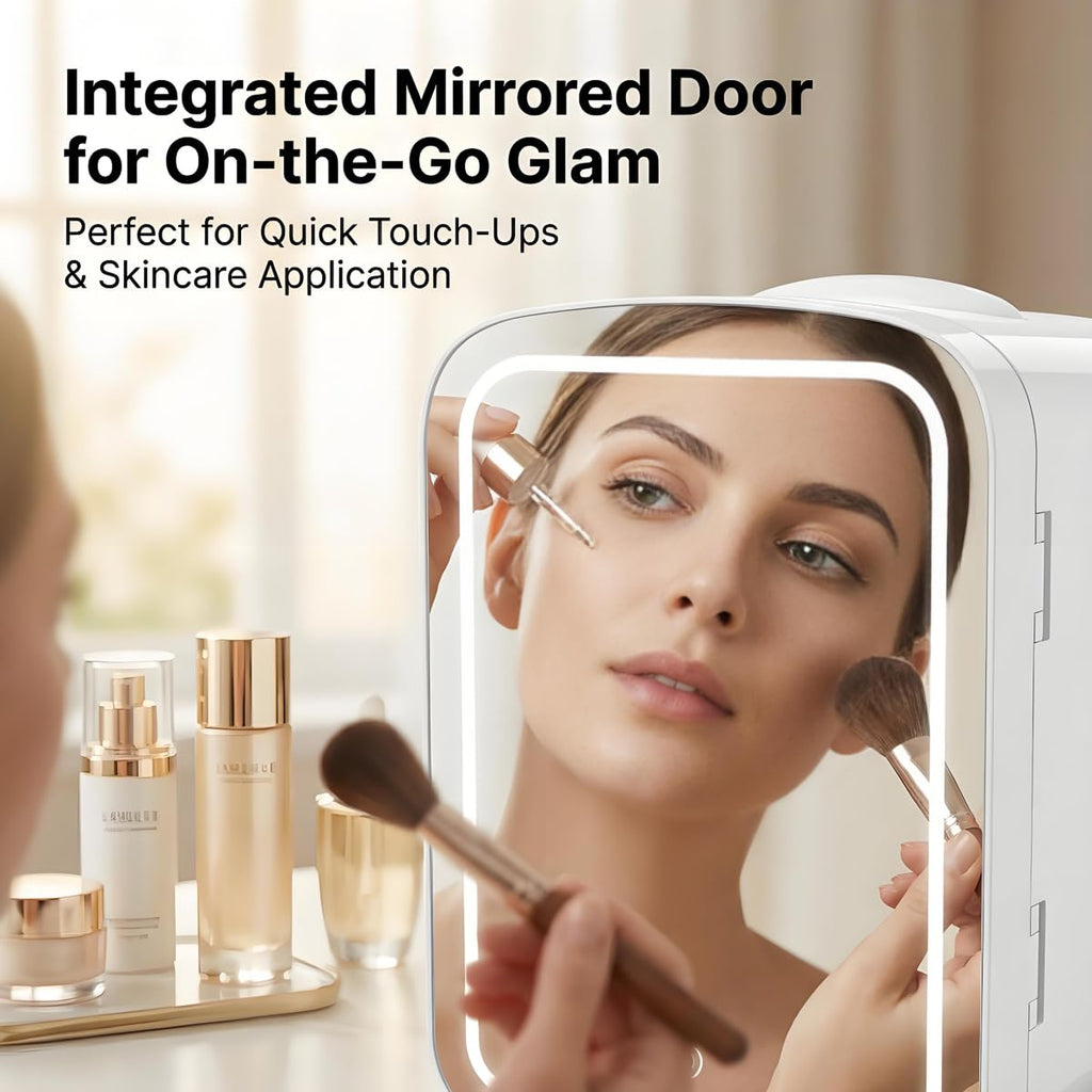 4L Mini Skincare Refrigerator with Dimmable LED Mirror Z938302