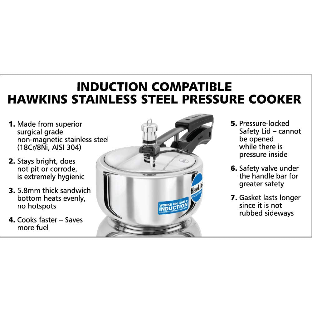 2 Litre Silver Pressure Cooker S832