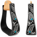Black Aluminum Engraved Horse Saddle Stirrups G5650