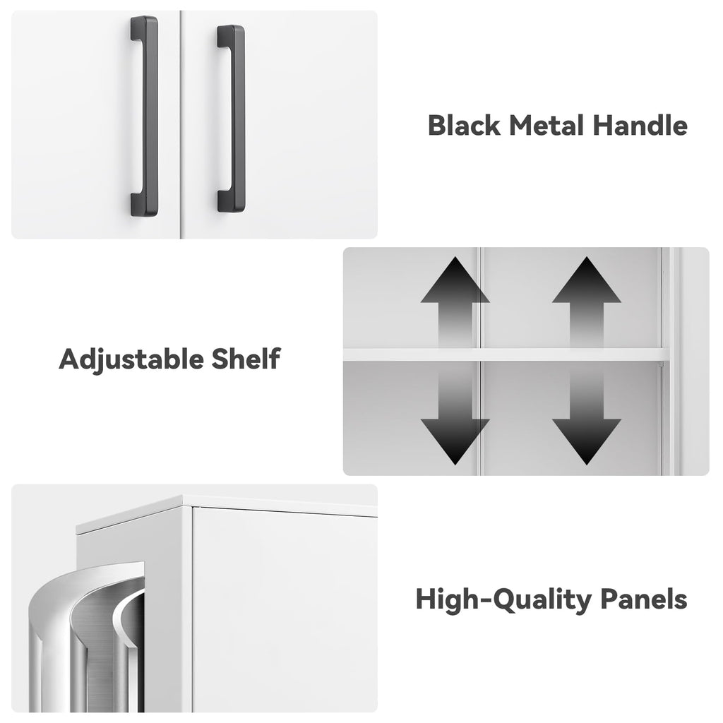 White Metal Wall Cabinet with Adjustable Shelf A769190