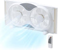 9” Window Fan with Remote Control, 3 Speed Dual Fans, White E857