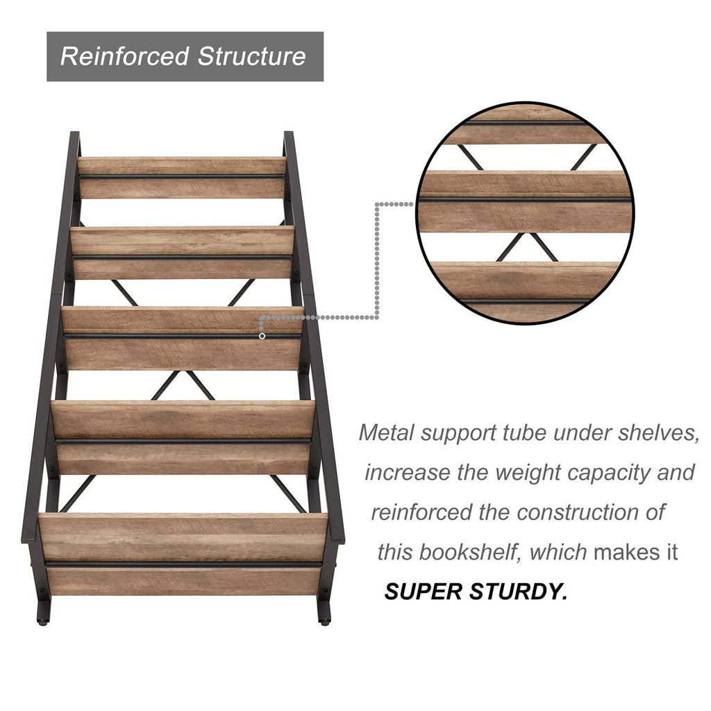 5 Tier Wood and Metal Ladder Bookshelf X363