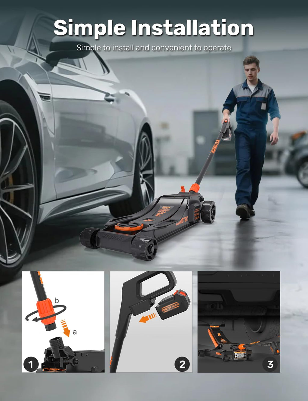 3 Ton Low Profile Steel Electric Floor Jack J761