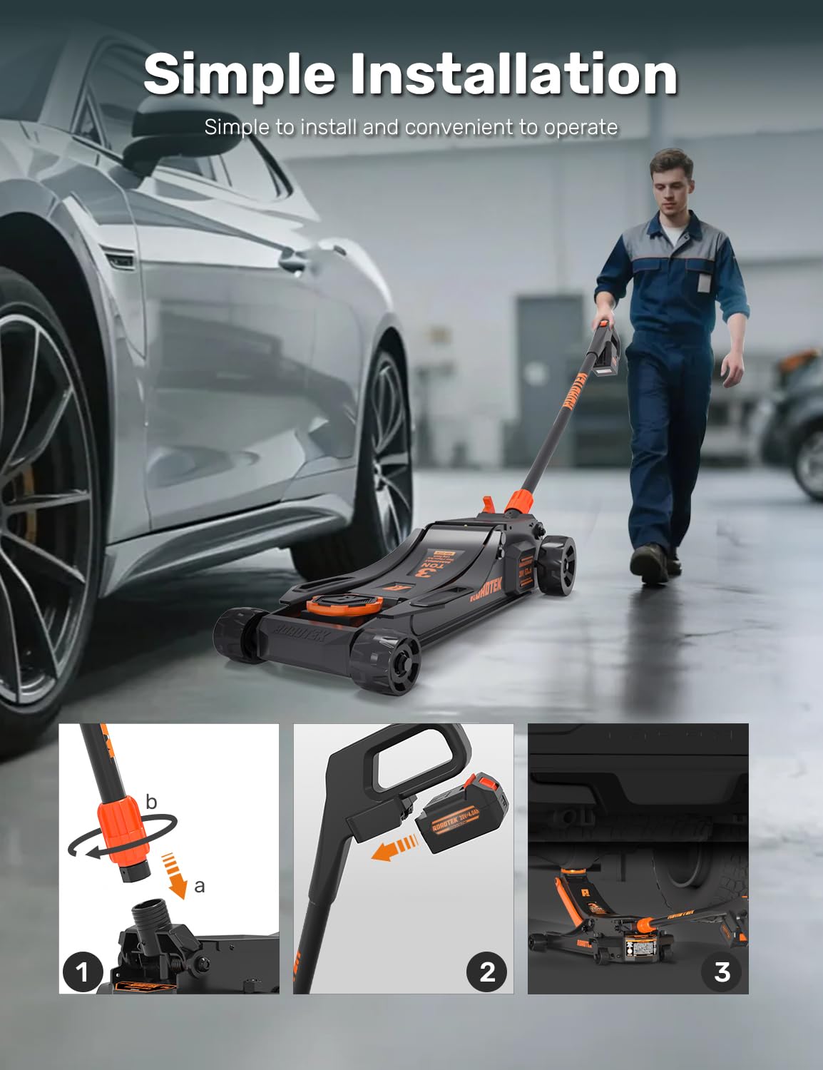 3 Ton Low Profile Steel Electric Floor Jack J761