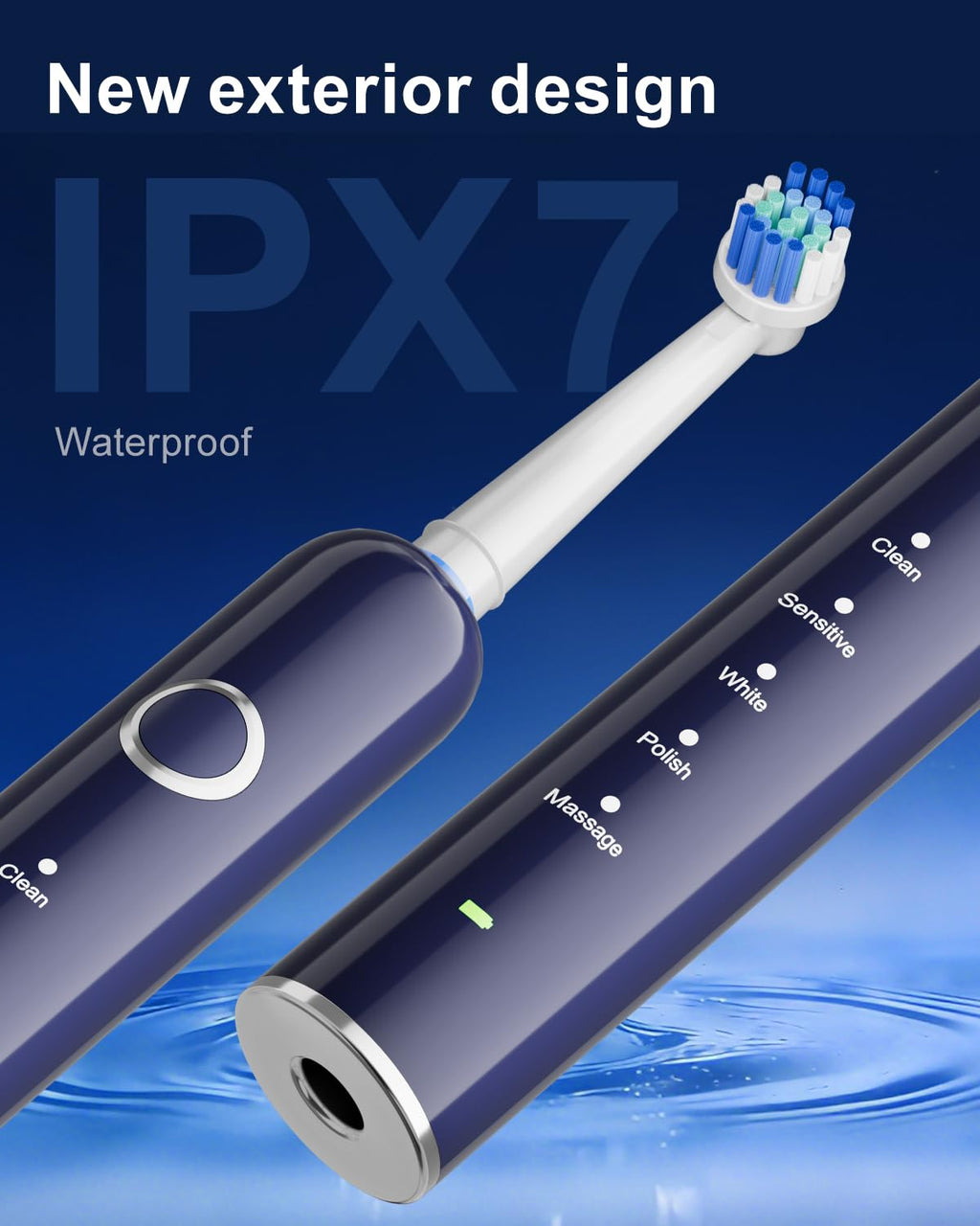 Black Rechargeable Electric Toothbrush with 8 Brush Heads X2857