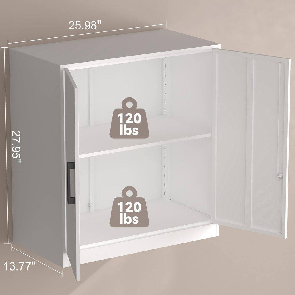 White Metal Wall Cabinet with Adjustable Shelf A769190
