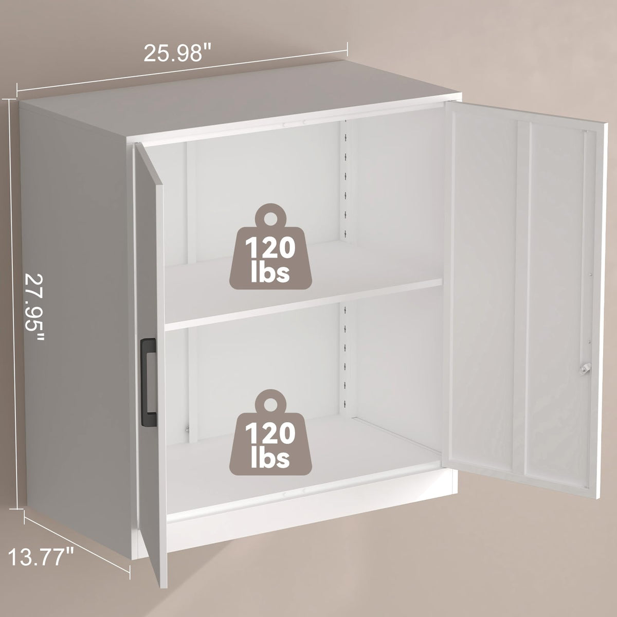 White Metal Wall Cabinet with Adjustable Shelf A769190