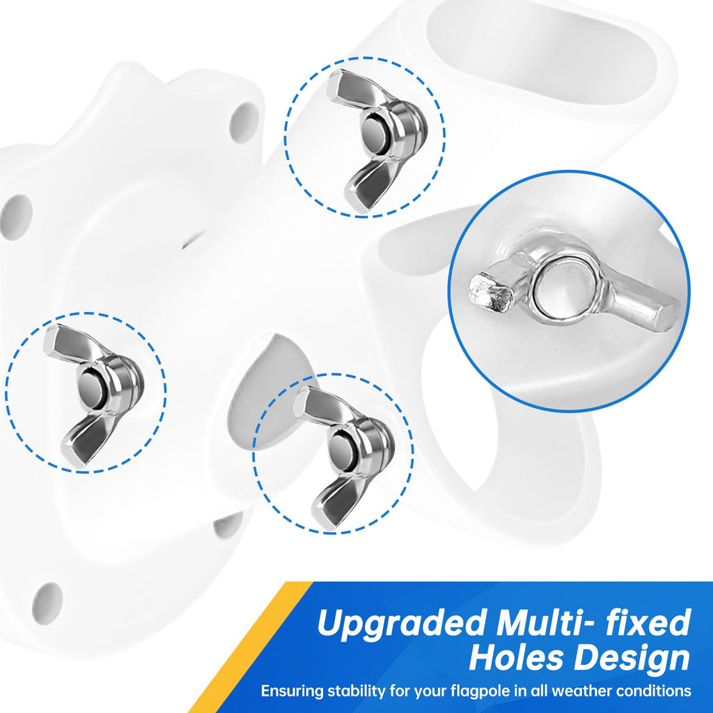 Flag Pole Holder Heavy-Duty Aluminum 1" Inner Diameter 2 Positions White 2 Pack Q801