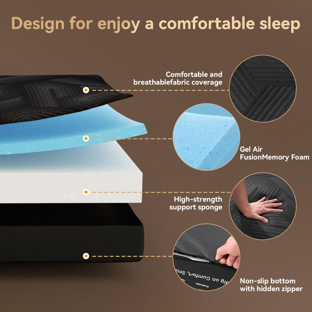 6 Inch Memory Foam Tri-Fold Twin Mattress with Washable Cover Q4663