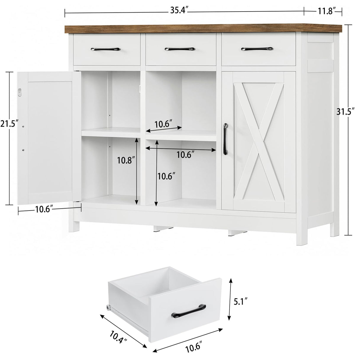 White Storage Cabinet with 3 Drawers and 2 Doors S72496