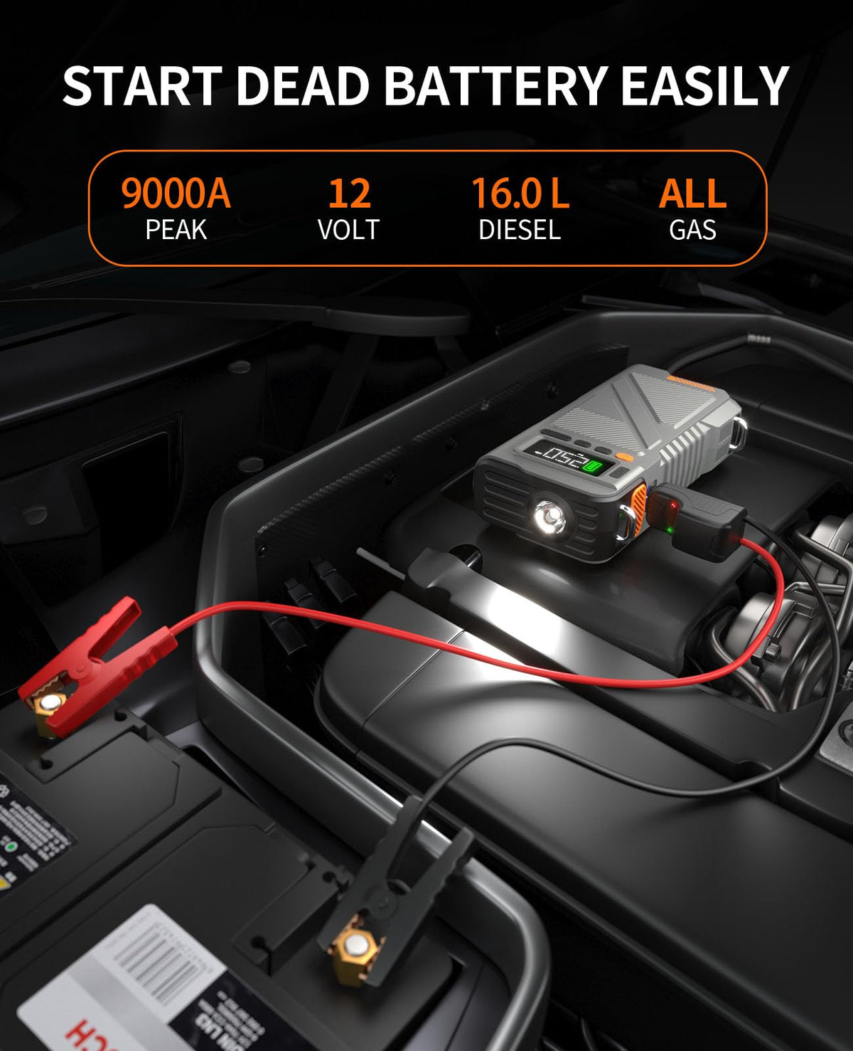 9000A 12V Jump Starter with 150 PSI Air Compressor T74705