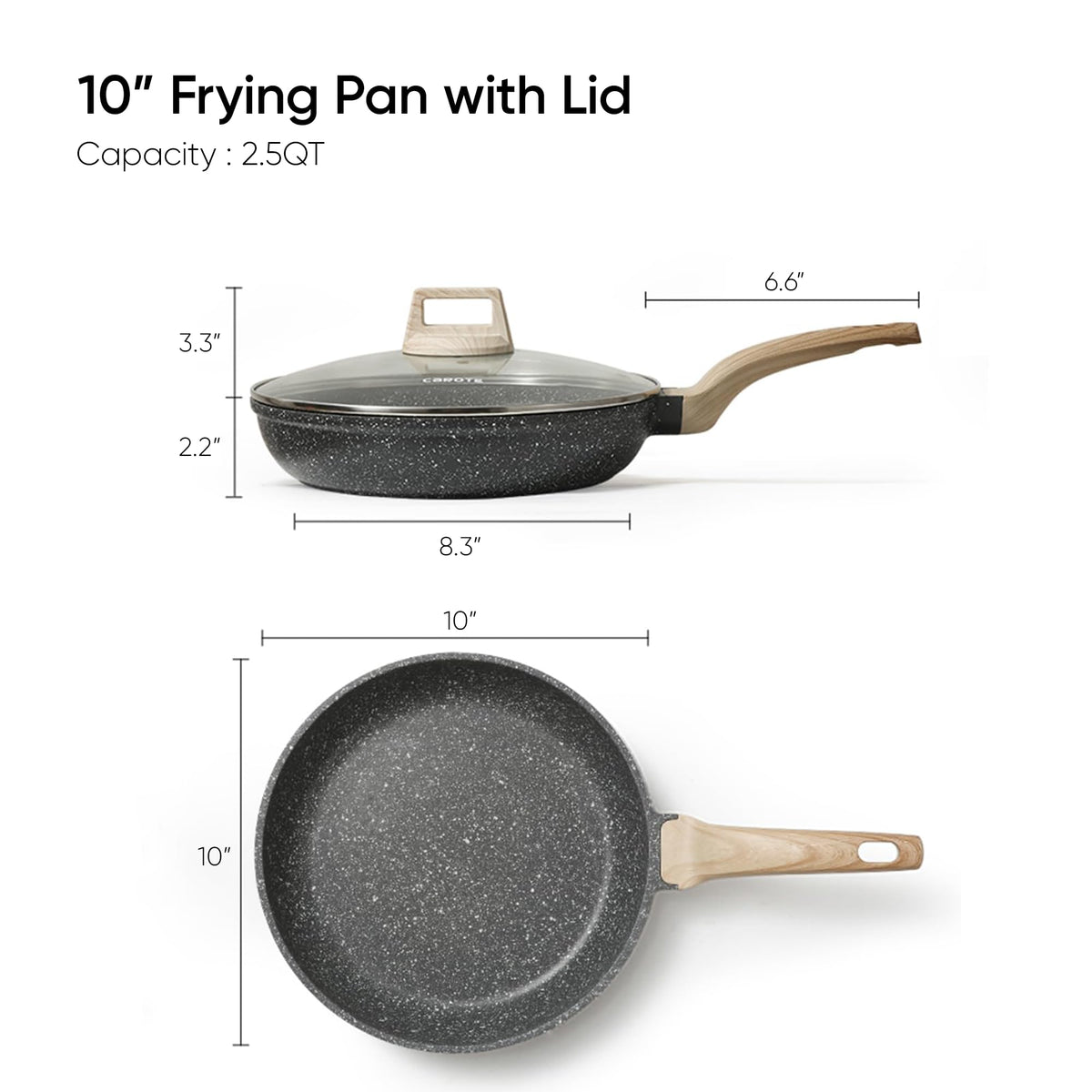 Non Stick 10 Inch Granite Skillet with Glass Lid P7087