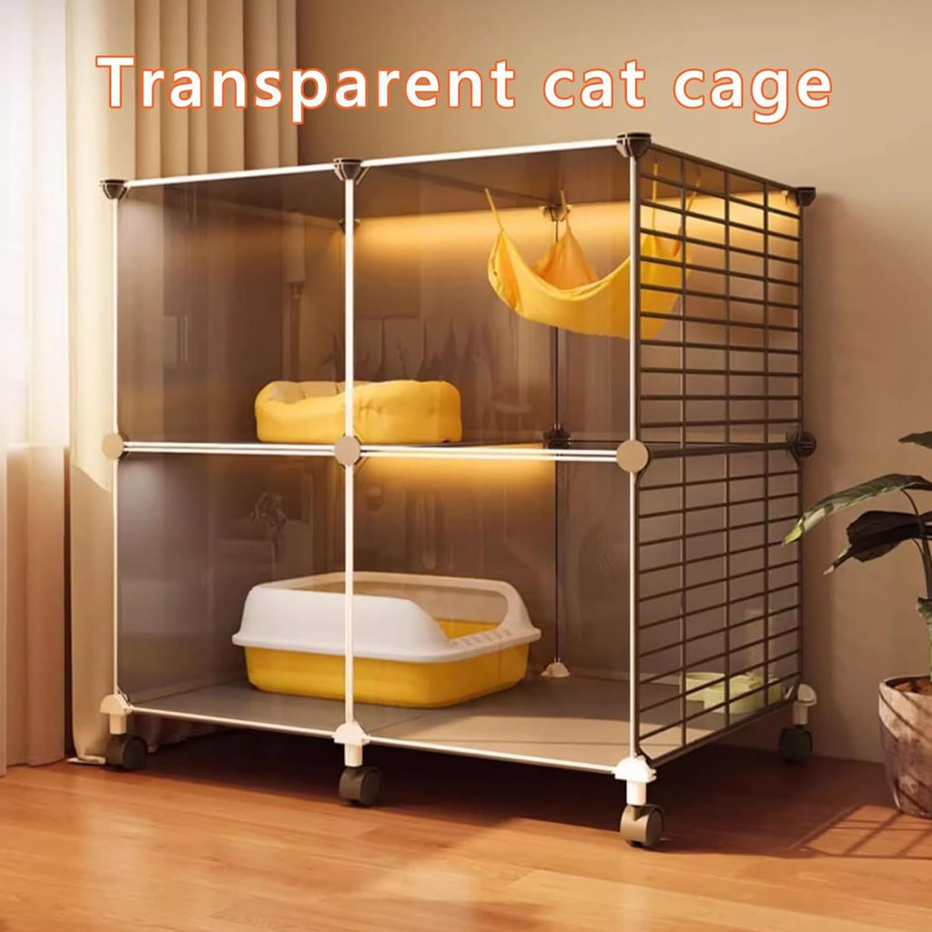 3 Tier Metal Cat Cage with Hammock and 4 Wheels O376