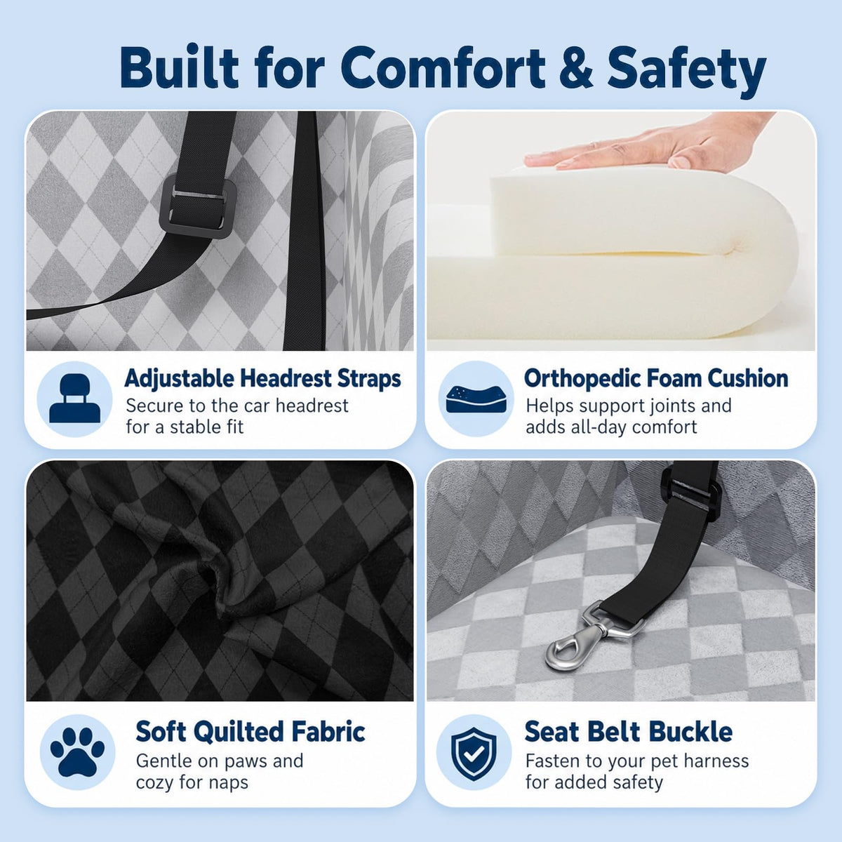 Medium & Large Dog Car Seat with Memory Foam Cushion Y2607