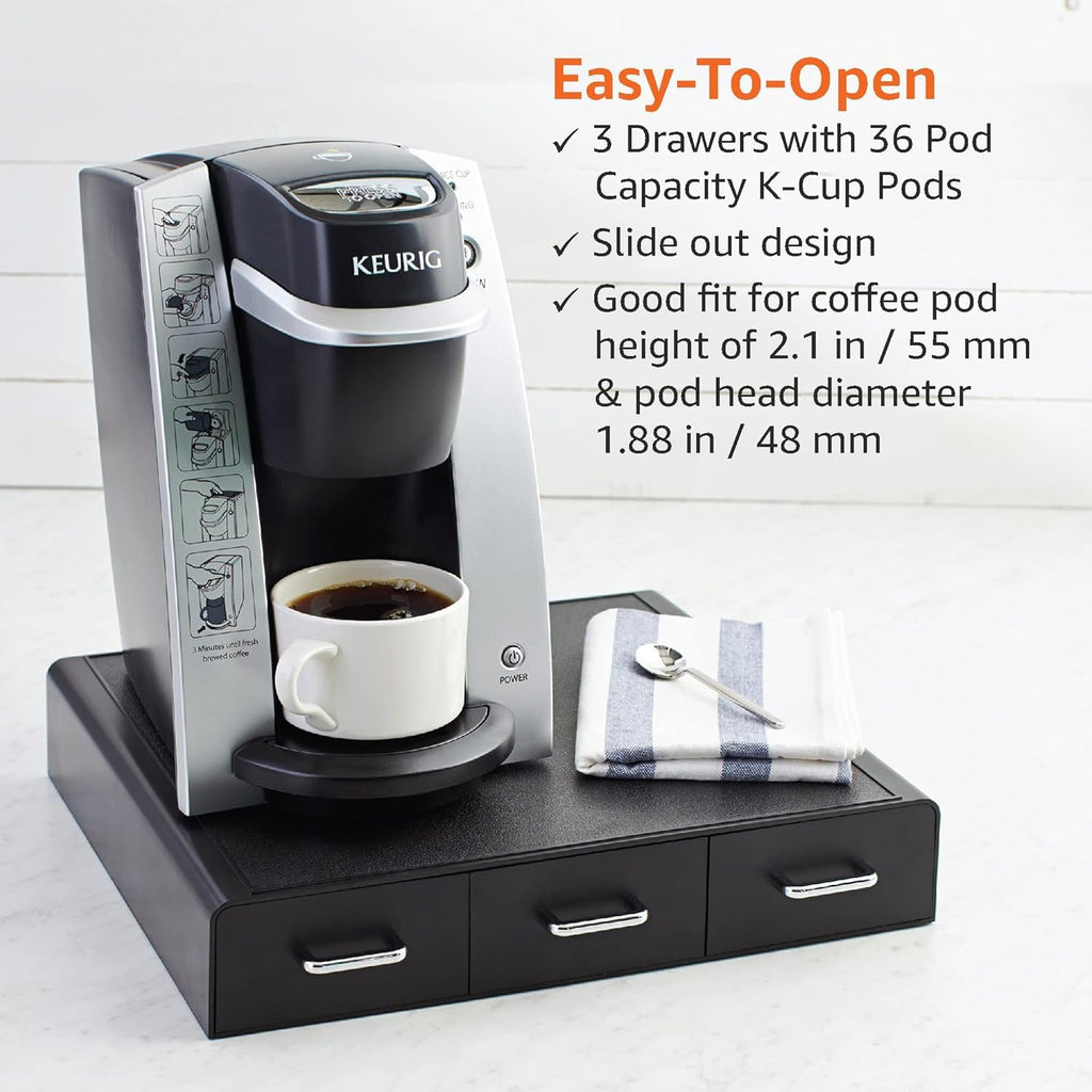 Black 36 Pod Capacity 3 Drawer Coffee Pod Storage Drawer V4766