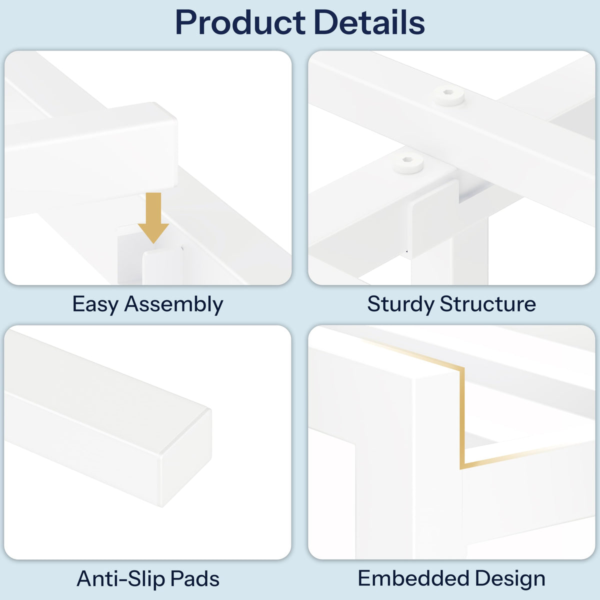 White Twin Metal Bed Frame with USB Charging Station X8466